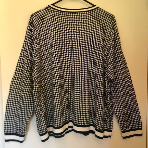 Talbots black/white houndstooth-print cardigan sz 3XP - Picture 7 of 8